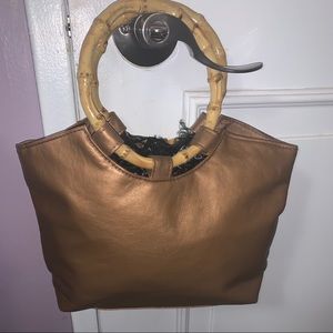 Gold Mini Bag- With Bamboo handles